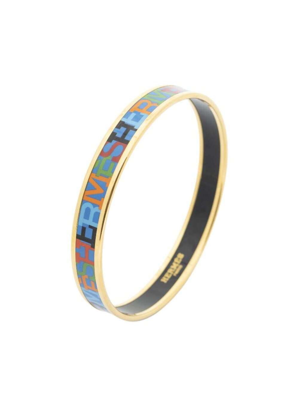 Hermes Enamel Bangle Multicolor Alphabet Motif Bracelet